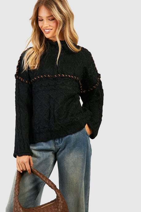 Chunky Contrast Stitch Jumper - Image 4