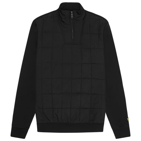 Lyle & Scott hybride gewatteerd zwart sweatshirt met halve rits - Image 1