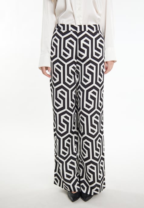 Dreimaster Stof broek Dames zwart en wit - Image 3