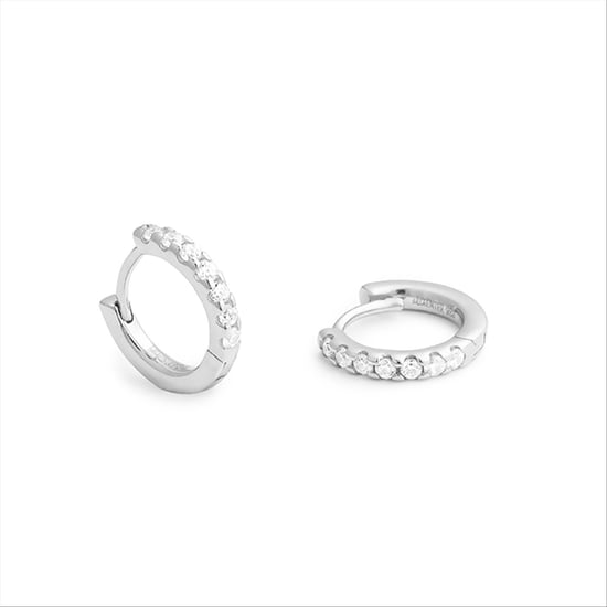 Luxenter hoepel oorbellen, 925 sterling zilveren meri en gerhodineerd gepolijste cubic zirconia afwerking - Image 3