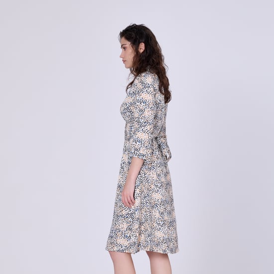Minimalist printed tea dress and 3/4 sleeves
