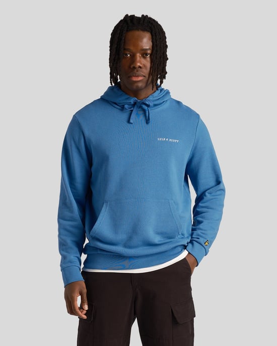 Lyle & Scott Loopback geborduurd logo blauwe pull-over hoodie - Image 1