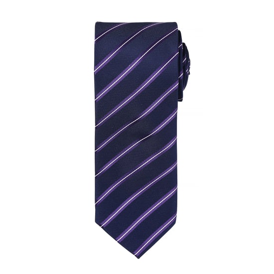 Premier Heren Sport Stripe Pattern Formele Work Tie (Marine / Paars) - Image 1