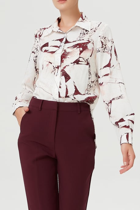 Recht shirt met marmeren effectprint - Image 2