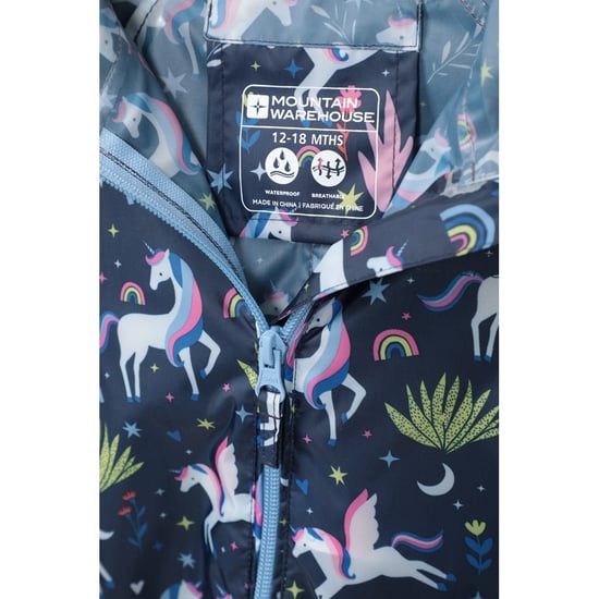 Mountain Warehouse Baby Eenhoorn Regenpak (Blauw/Roze/Groen) - Image 6