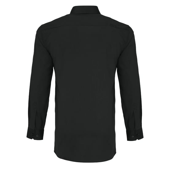 Premier Heren Lange Mouwen Gepast Poplin Werkoverhemd (Zwart) - Image 2