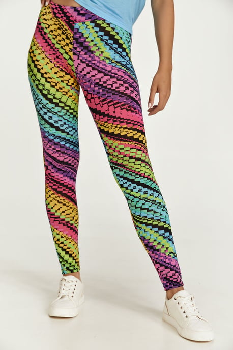 Lila legging met meerkleurige print - Image 6