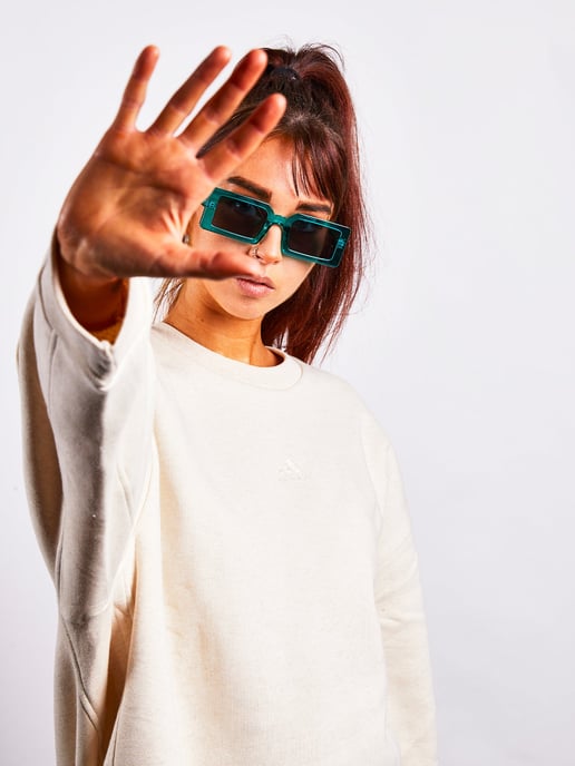 Light blue oversized rectangle plastic frame sunglasses
