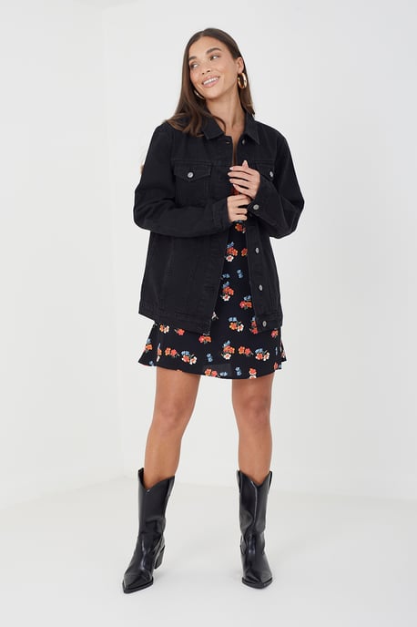 Black 'Fielding' Oversized Denim Jacket