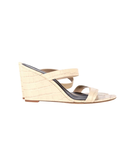 Diane Von Furstenberg Vivienne Wedge Sandalen met Krokodillenprint in Beige Leer - Image 1