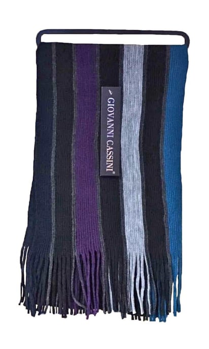 Warme gebreide gestreepte wintersjaal voor heren - Turquoise Paars - Image 1