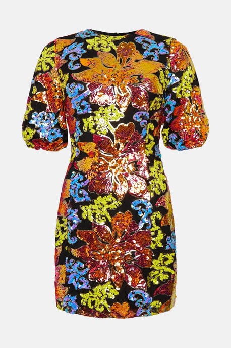 Sequin Floral Mini Dress
