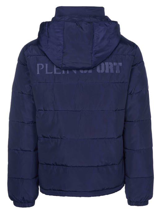Plein Sport gewatteerd marineblauw jack met logo op de rug - Image 3