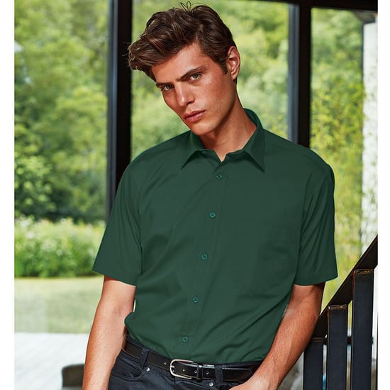 Premier Heren Korte Mouw Formele Poplin Gewoon Werk Shirt (Fles) - Image 2