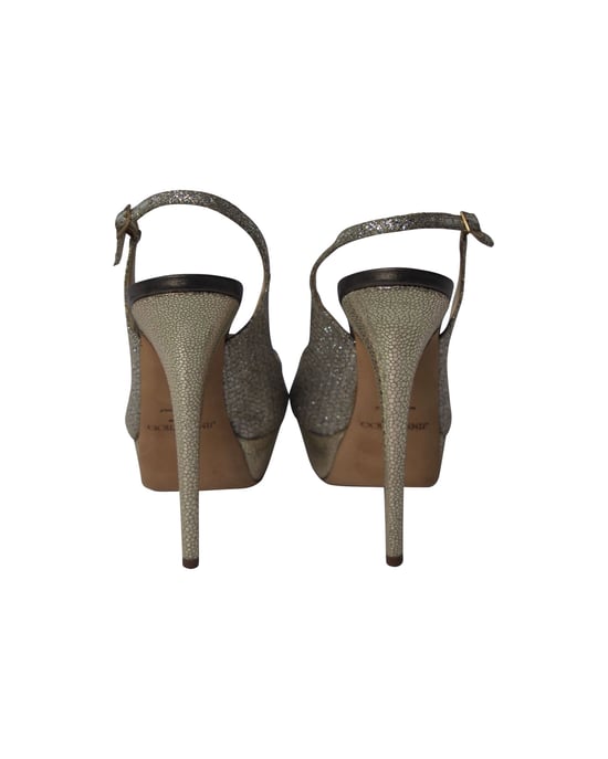 Jimmy Choo Vita Glitter Pumps in Champagne Leather - Image 4