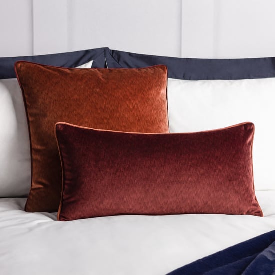 Paoletti Torto Mottled Velvet Contrast Piped Square Feather Filled Cushion