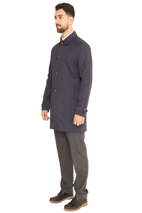Harry Brown Men's Navy Blue Single Breasted Trench Coat
