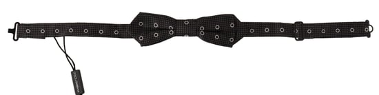 Dolce & Gabbana Black White Polka Dot 100% Silk Neck Papillon Men's Tie