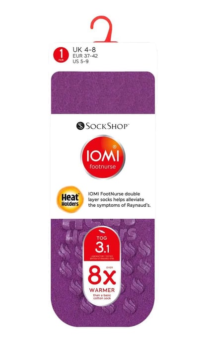 IOMI - Dikke 3.1 tog antislipsokken voor Raynauds - Paars - Image 2