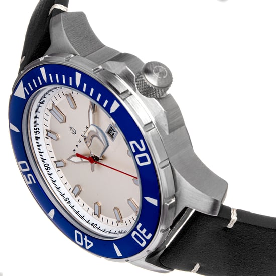 Nautis Dive Pro 200 Leather-Band Watch w/Date