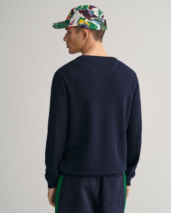 GANT Mens Cotton Pique Crew Neck Jumper
