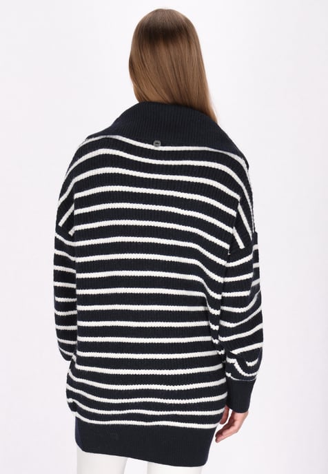 Dreimaster Vest Dames marine wol wit - Image 4