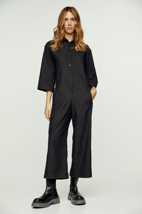 Dark Grey Denim Jumpsuit