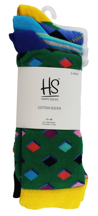 HS by Happy Socks - Heren 3-Pack Foute Fun Kousen - Diamant (Groen) - Image 2