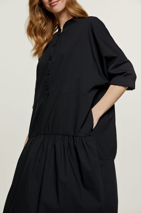 Oversized Black Dress with Buttons