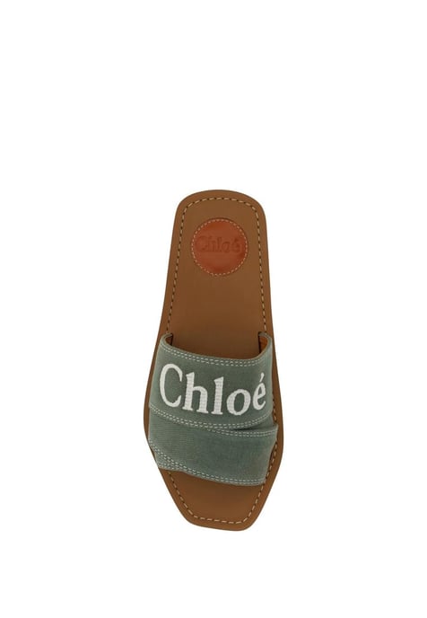Chloe Women's Forest Green Cotton Slides Woody Sandals