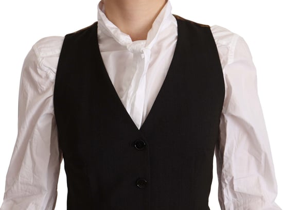 Dolce & Gabbana Dames Zwarte Knooploze Mouwloze Vest Polyester Top - Image 4