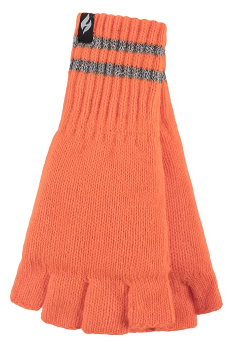 Heren gebreide vingerloze reflecterende handschoenen voor de winter | Heat Holders | Thermische Hi Viz werkhandschoenen - Oranje - Image 1