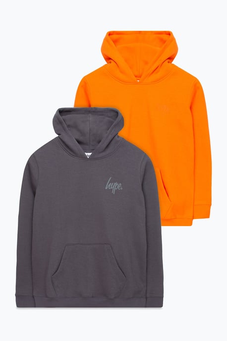 Hype Orange & Grey Kids Hoodie Set