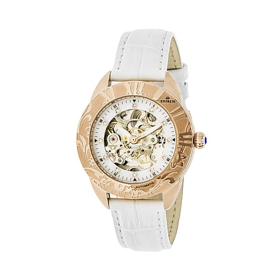 Empress Godiva Automatic MOP Leather-Band Watch
