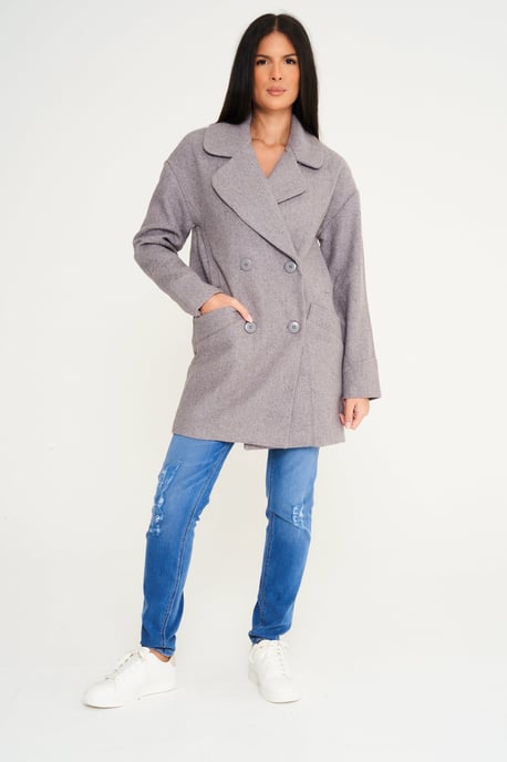 Women's Elle Wool Reefer Jacket in Grey