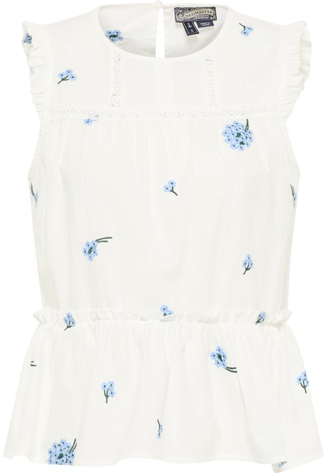 Dreimaster Top Dames Wol Wit Blauw - Image 1