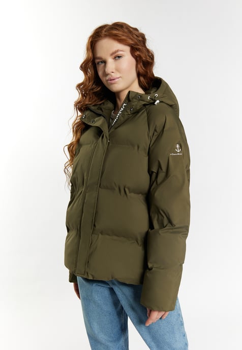 Dreimaster Winterjas met vulling Dames militaire olijf - Image 3