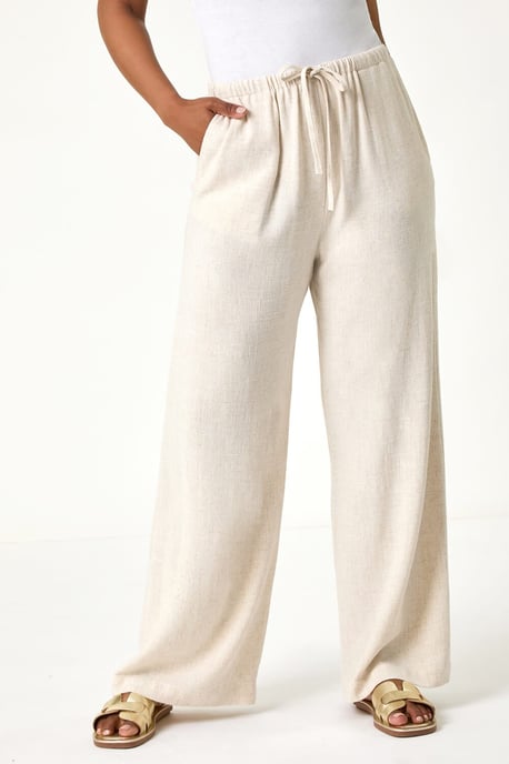 Petite Linen Mix Wide Leg Trouser - Image 4
