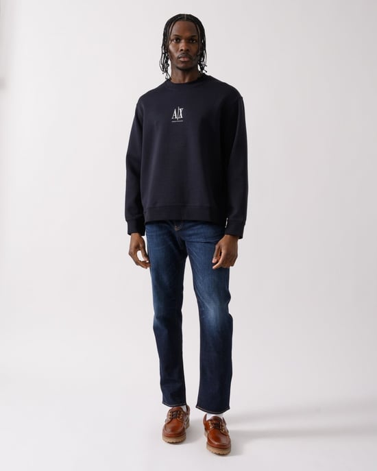 Armani Exchange Heren Geborduurde A|X Centrum Logo Crew Neck Sweatshirt - Image 3