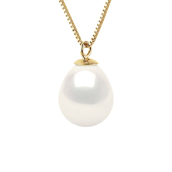 DIADEMA - Necklace - Real Freshwater Pearls - White - Yellow Gold