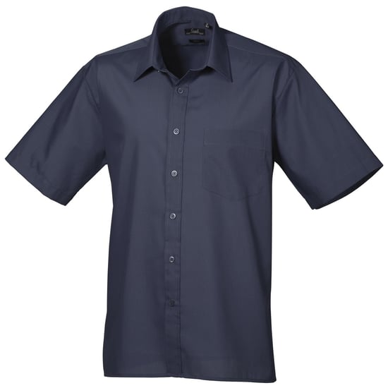 Premier Heren Korte Mouw Formele Poplin Gewoon Werk Shirt (Marine) - Image 1