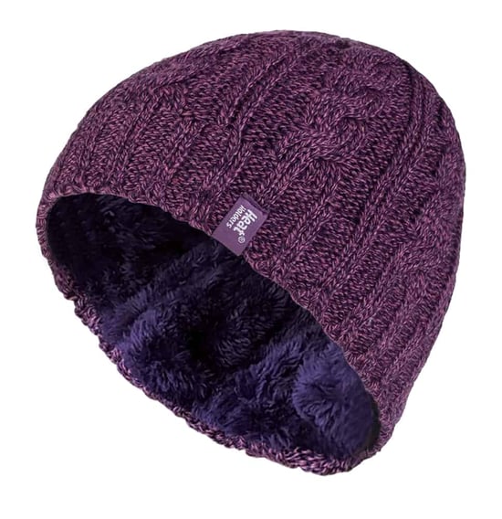 Heat Holders Thermische kabelgebreide wintermuts voor dames - Paars - Image 1