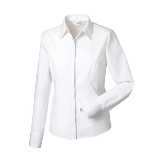 Russell Collection Dames/Dames Poplin Easy-Care Getailleerd overhemd met lange mouwen (Wit) - Image 2
