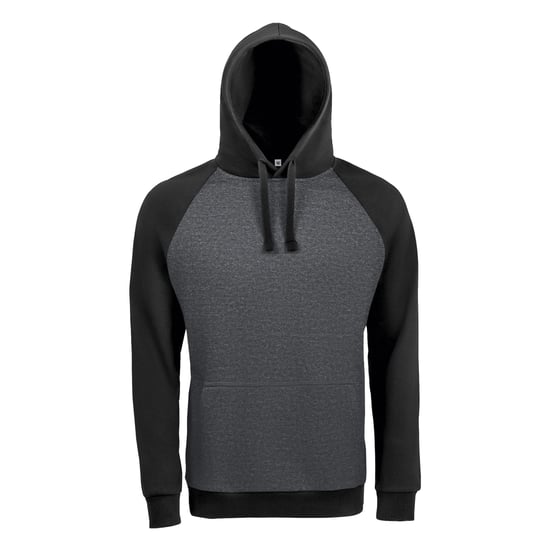 SOLS Unisex Seattle Hoodie voor volwassenen (Zwart/Charcoal grijs gemêleerd) - Image 1