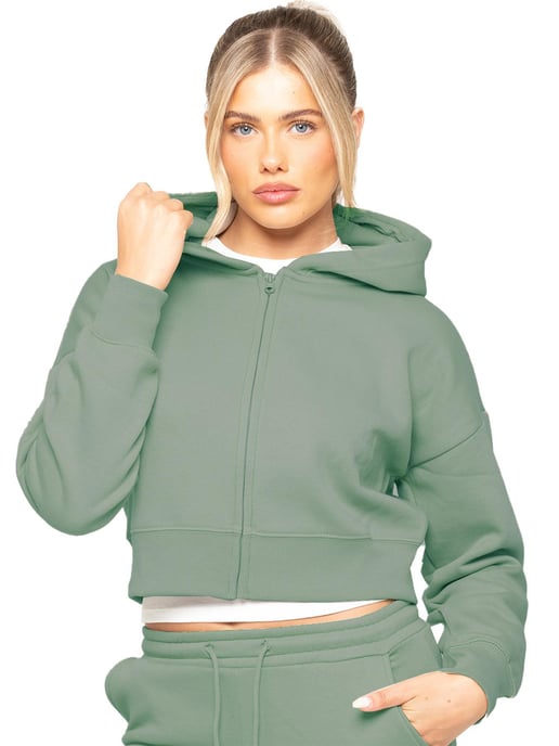 Enzo Women Crop Zip Hoodie - Image 1