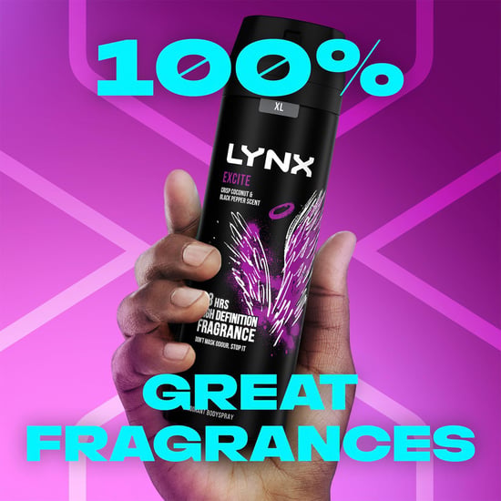 Lynx XL 48-H High Definition Fragrance Excite Body Spray Deodorant 3 Pack, 200ml