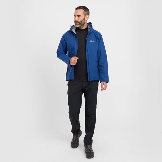 Berghaus Men's Stormcloud Waterproof Jacket with Adjustable Hood and Drawcord Hem, Breathable, Lightweight & Durable Technical Raincoat, Blue