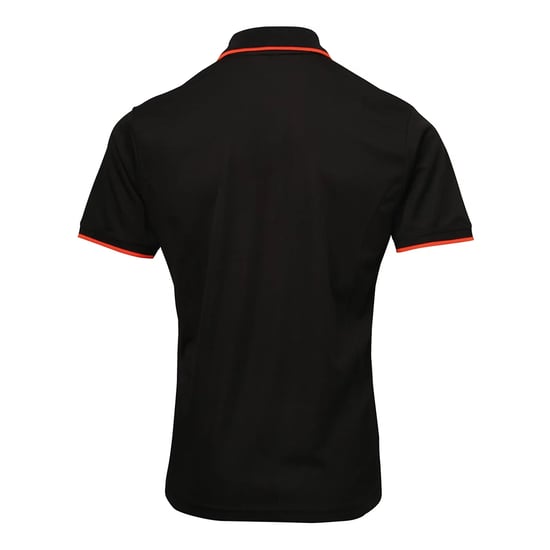 Premier Heren Coolchecker Contrast Pique Poloshirt (Zwart/Oranje) - Image 2