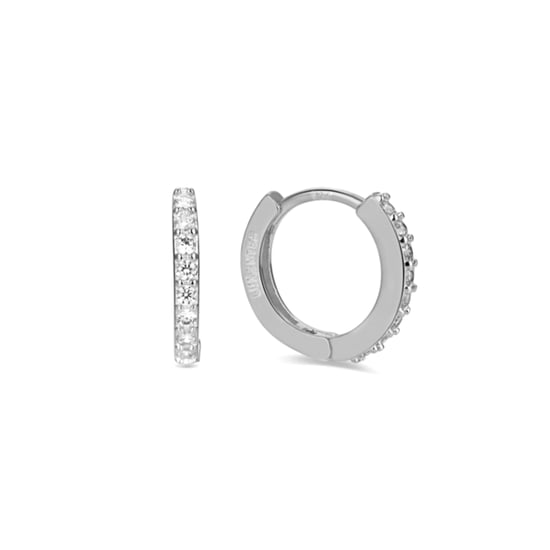 Luxenter hoepel oorbellen, 925 sterling zilveren valarys en glanzende zirkonia met gerhodineerde afwerking - Image 1