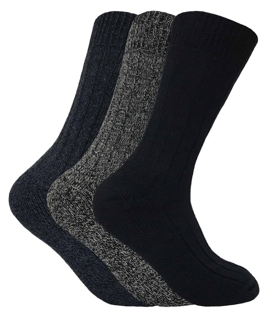 Set van 3 dikke wandelsokken van warme wolmix voor heren - Blauw - Image 1